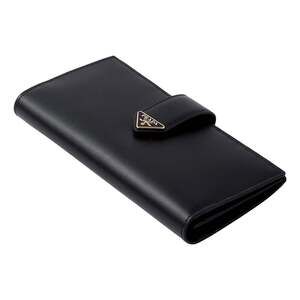 Prada City Smooth Calfskin Long Wallet in Nero